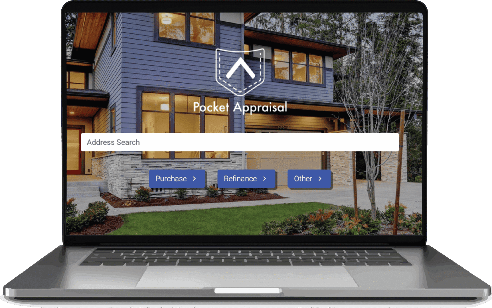 Laptop screen showing home appraisal website