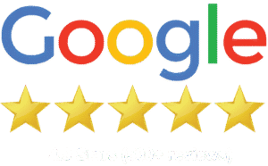 Google logo above five gold stars